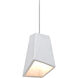 Skip LED Satin Nickel Cord Pendant Ceiling Light in White Glass