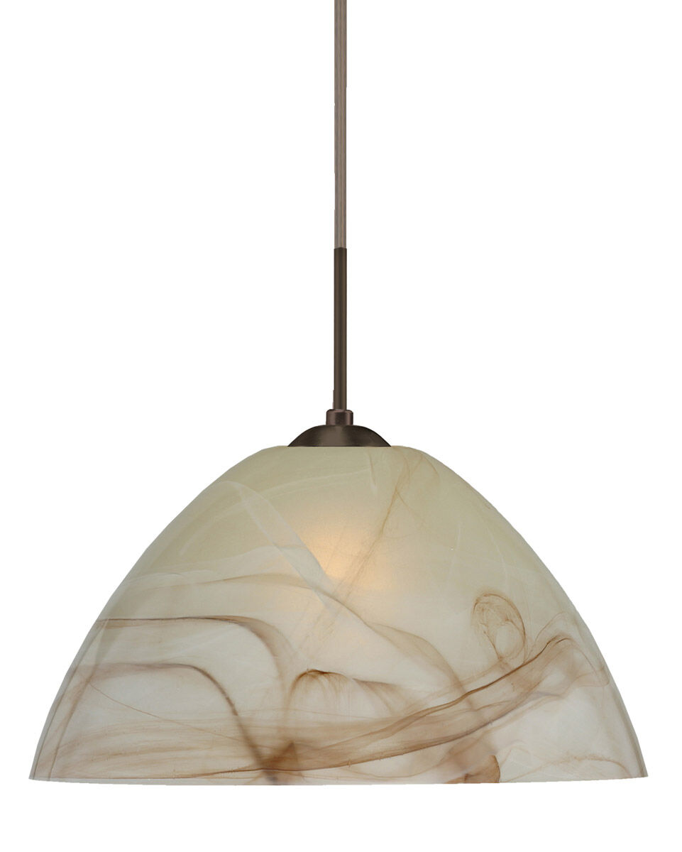 Tessa LED Bronze Pendant Ceiling Light in Mocha Glass