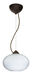 Pape 1 Light Bronze Pendant Ceiling Light in Opal Ribbed Glass, Incandescent