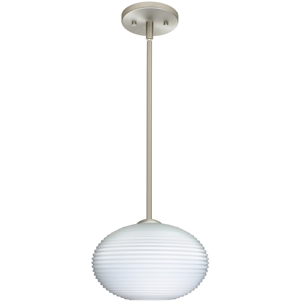 Pape 10 LED Satin Nickel Stem Pendant Ceiling Light in Opal Matte Glass