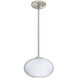 Pape 10 LED Satin Nickel Stem Pendant Ceiling Light in Opal Matte Glass