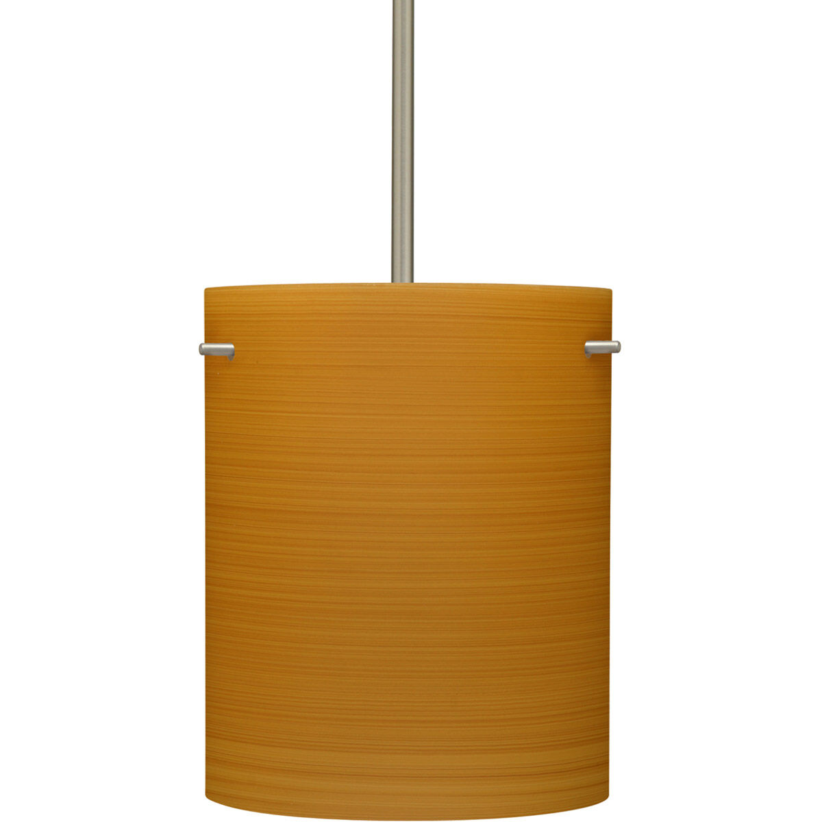 Tamburo 8 LED Satin Nickel Stem Pendant Ceiling Light in Oak Glass