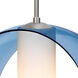 Plato LED Satin Nickel Cord Pendant Ceiling Light in Transparent Blue with Opal Glass