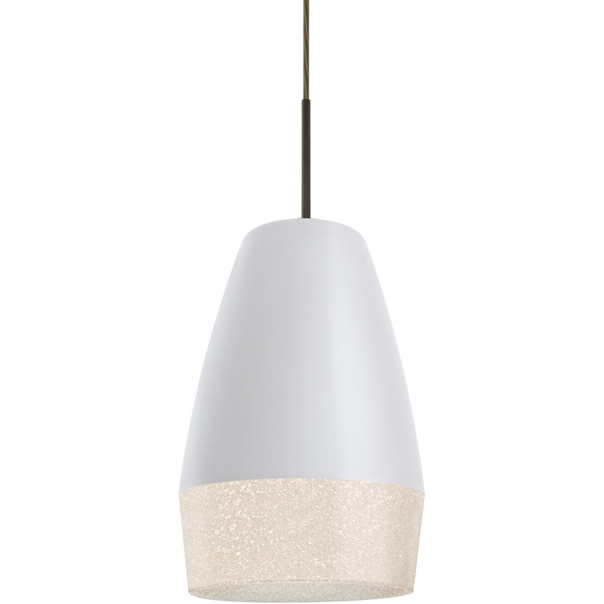 Abu 1 Light Bronze Pendant Ceiling Light in White/Glitter Glass