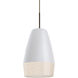 Abu 1 Light Bronze Pendant Ceiling Light in White/Glitter Glass