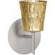 Nico 4 LED 5 inch Satin Nickel Mini Sconce Wall Light in Stone Gold Foil Glass