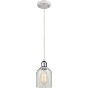 Ballston Caledonia LED 5 inch White and Polished Chrome Mini Pendant Ceiling Light in Mouchette Glass, Ballston