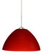 Tessa LED Satin Nickel Pendant Ceiling Light in Red Matte Glass