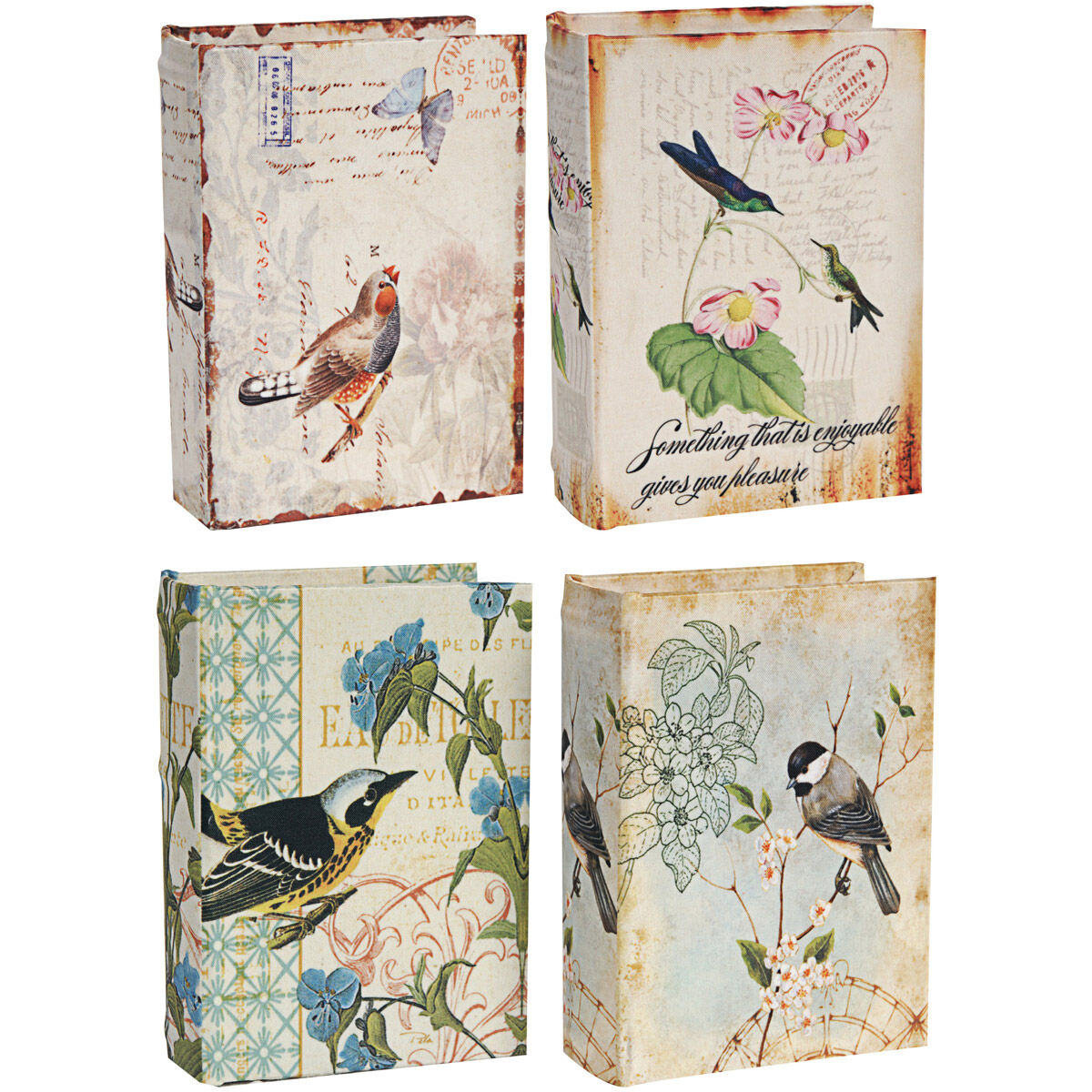 Book 3.9 X 1.8 inch White and Multi-Color Book Box, Set of 4