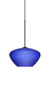 Peri LED Bronze Pendant Ceiling Light in Blue Matte Glass