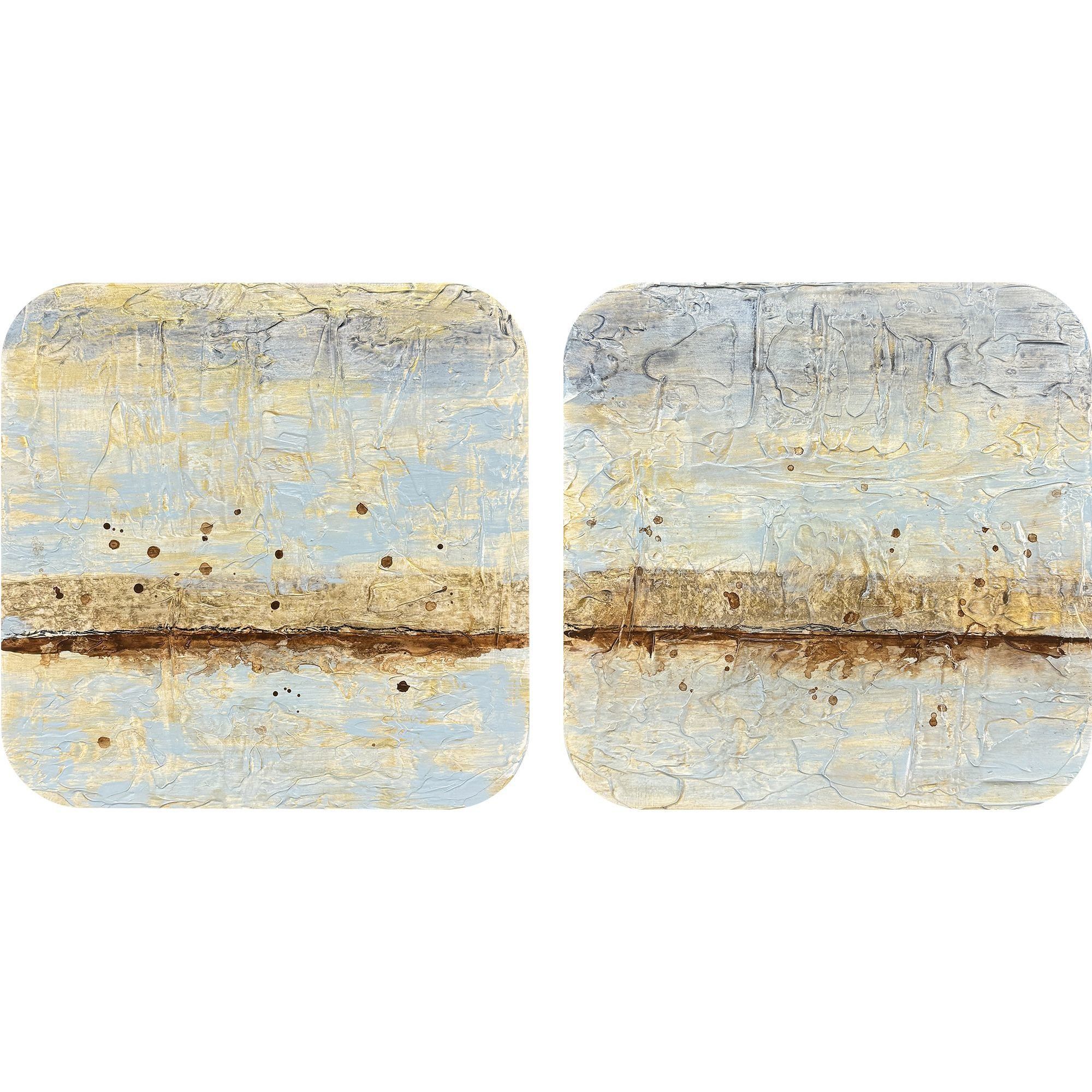 Coastal Horizon Blue and Brown and Metallic Wall Sculpture, The Studio