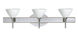 Domi 3 Light 23 inch Chrome Vanity Lighting Wall Light in Halogen, White Glass