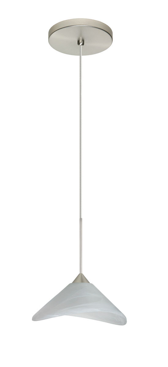 Hoppi LED Satin Nickel Pendant Ceiling Light in Marble Glass