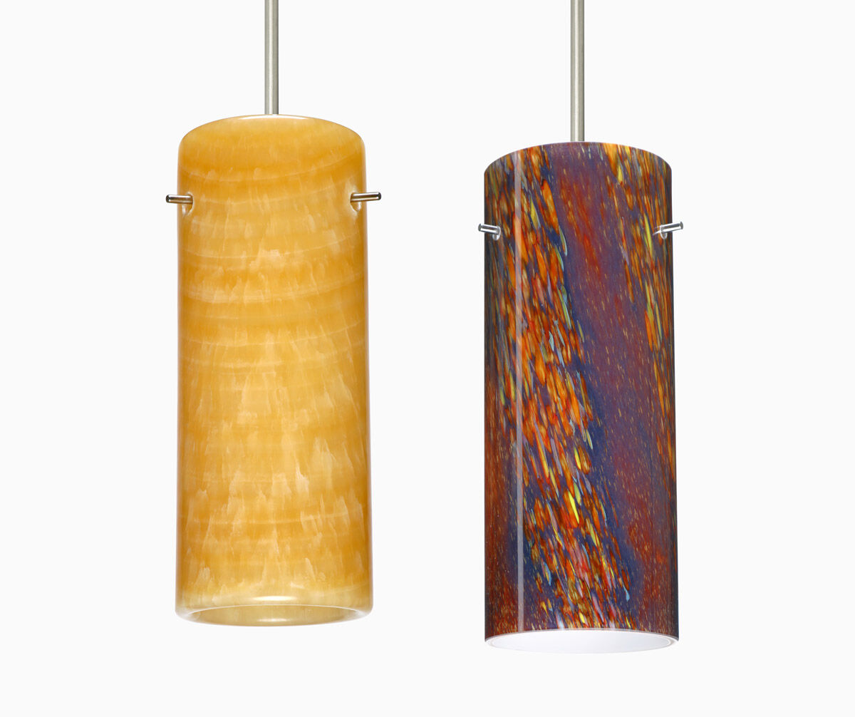 Stilo LED Satin Nickel Pendant Ceiling Light in Carrera Glass