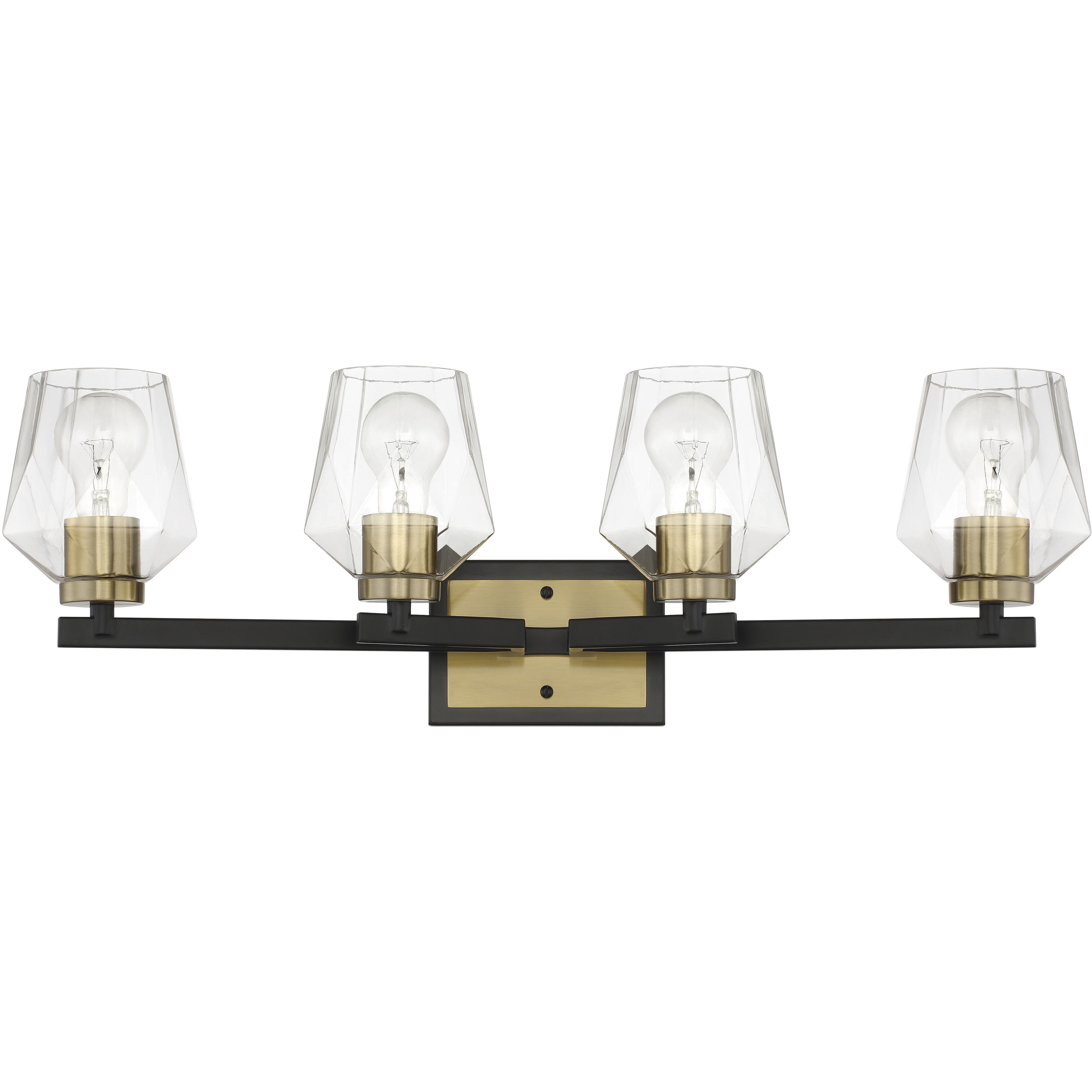 Avante Grand 4 Light 28 inch Flat Black and Satin Brass Vanity Light Wall Light