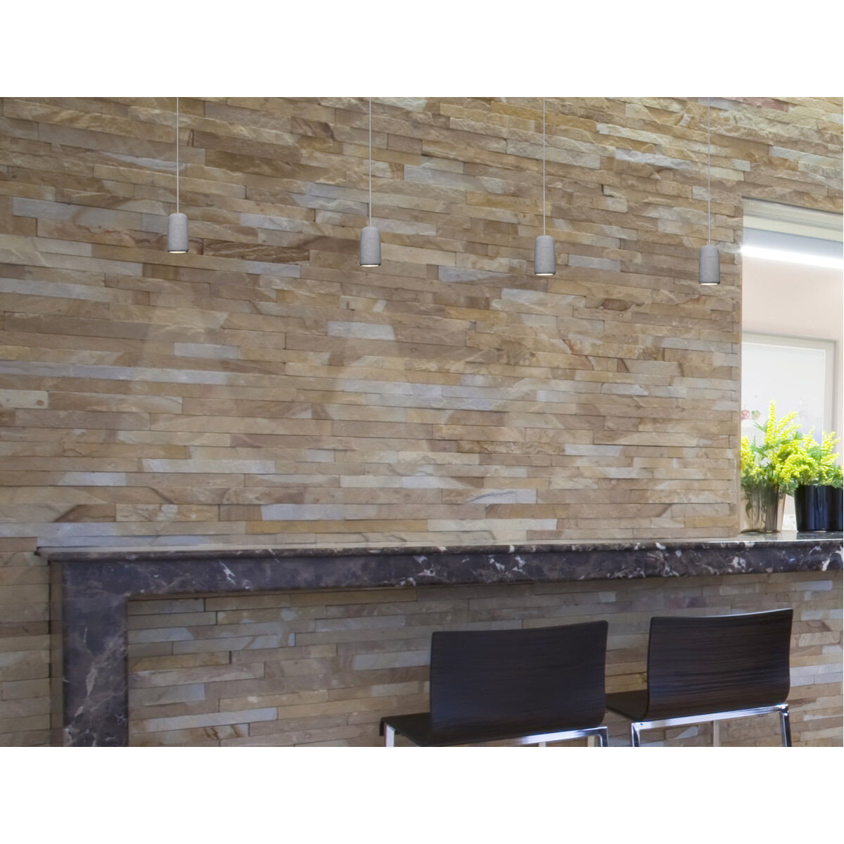 Glide LED Bronze Cord Pendant Ceiling Light in Natural Concrete