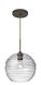 Wave 1 Light Bronze Pendant Ceiling Light in Clear Wave Glass
