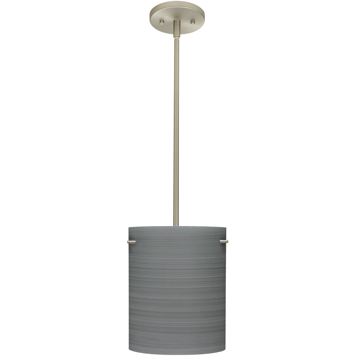 Tamburo 8 1 Light Satin Nickel Stem Pendant Ceiling Light in Incandescent, Titan Glass