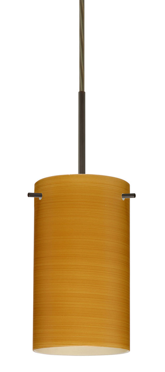Stilo 7 LED Bronze Pendant Ceiling Light in Oak Glass