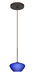 Peri 1 Light Bronze Pendant Ceiling Light in Incandescent, Blue Matte Glass