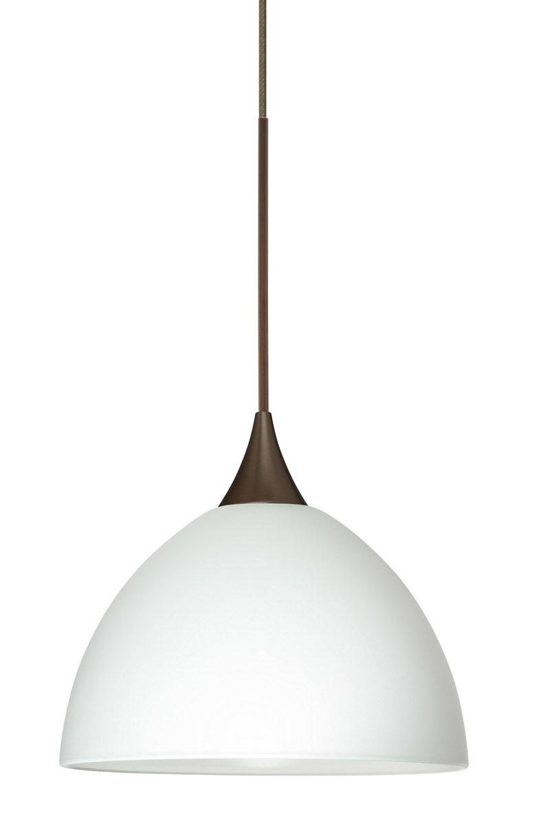 Brella LED Bronze Pendant Ceiling Light in White Glass