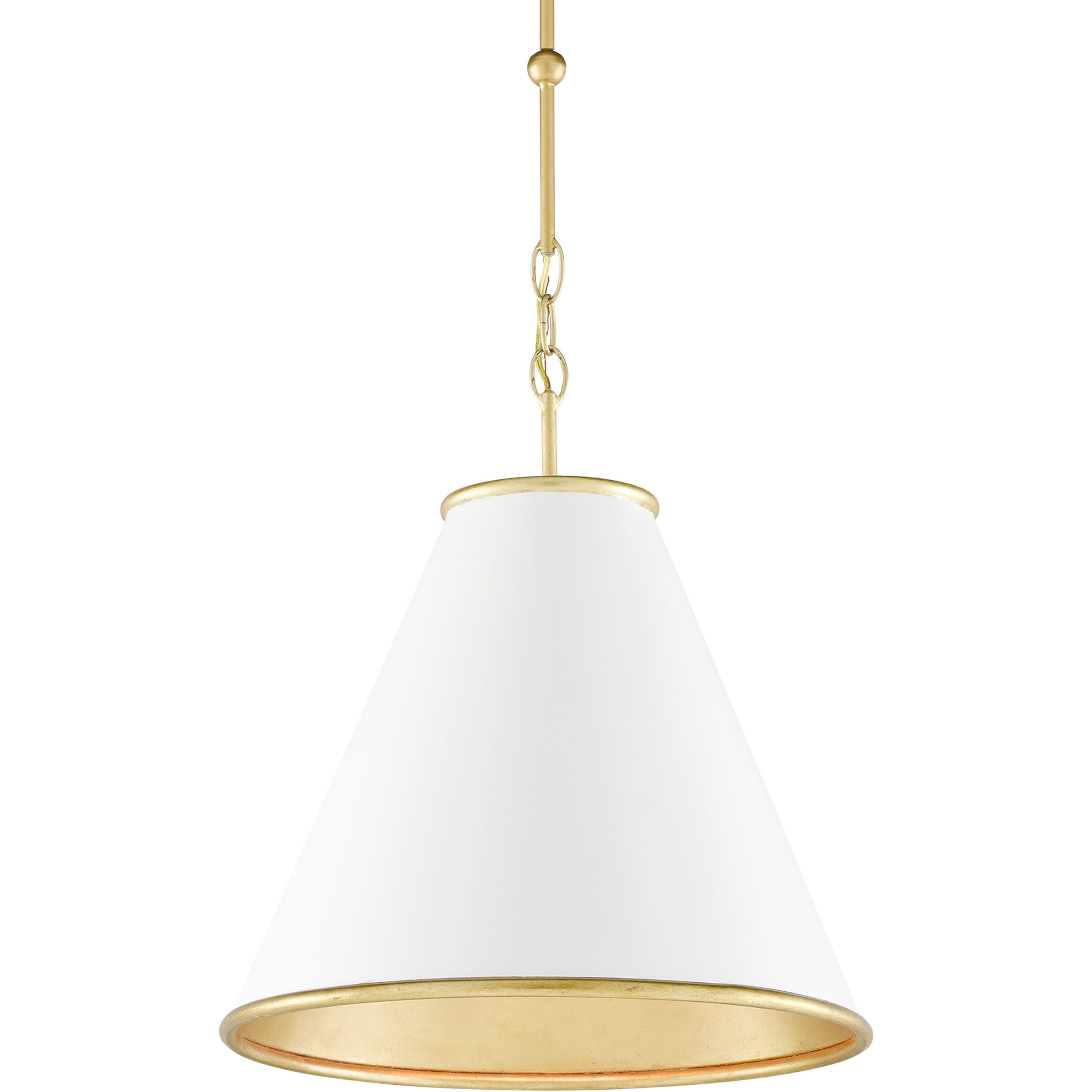 Pierrepont 1 Light 16 inch Painted Gesso White/Contemporary Gold Leaf Pendant Ceiling Light, Small
