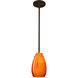 Pera 9 LED Bronze Stem Pendant Ceiling Light in Habanero Glass