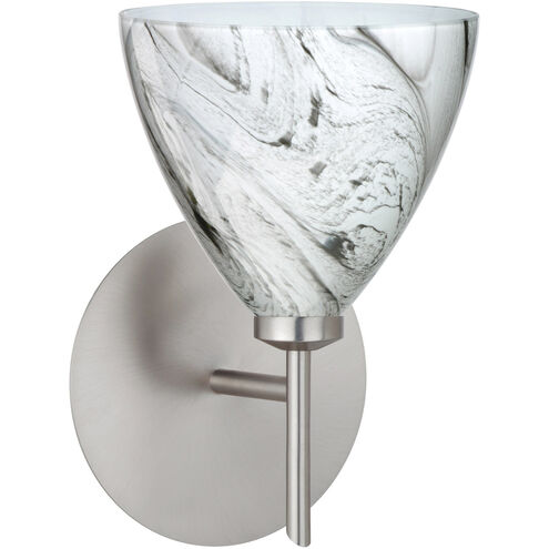 Mia 1 Light 5 inch Satin Nickel Mini Sconce Wall Light in Halogen, Marble Grigio Glass