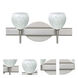 Tay Tay 2 Light 15 inch Satin Nickel Vanity Lighting Wall Light in Halogen, Carrera Glass