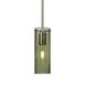 Juni 10 1 Light Satin Nickel Stem Pendant Ceiling Light in Moss Bubble Glass