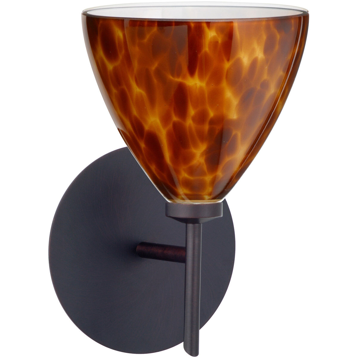 Mia 1 Light 5 inch Bronze Mini Sconce Wall Light in Halogen, Amber Cloud Glass