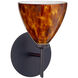 Mia 1 Light 5 inch Bronze Mini Sconce Wall Light in Halogen, Amber Cloud Glass