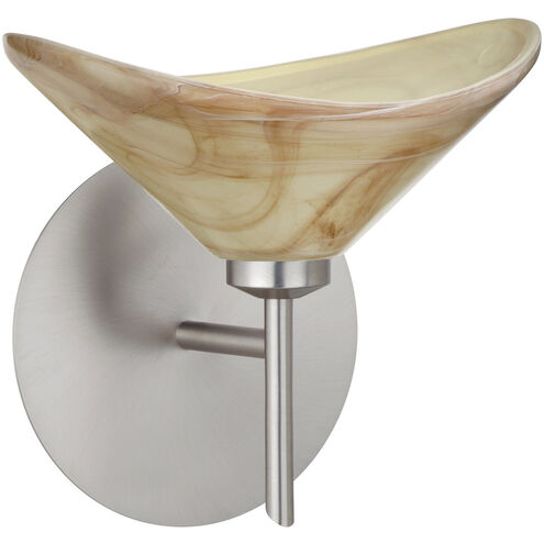 Hoppi 1 Light 8 inch Satin Nickel Mini Sconce Wall Light in Halogen, Mocha Glass