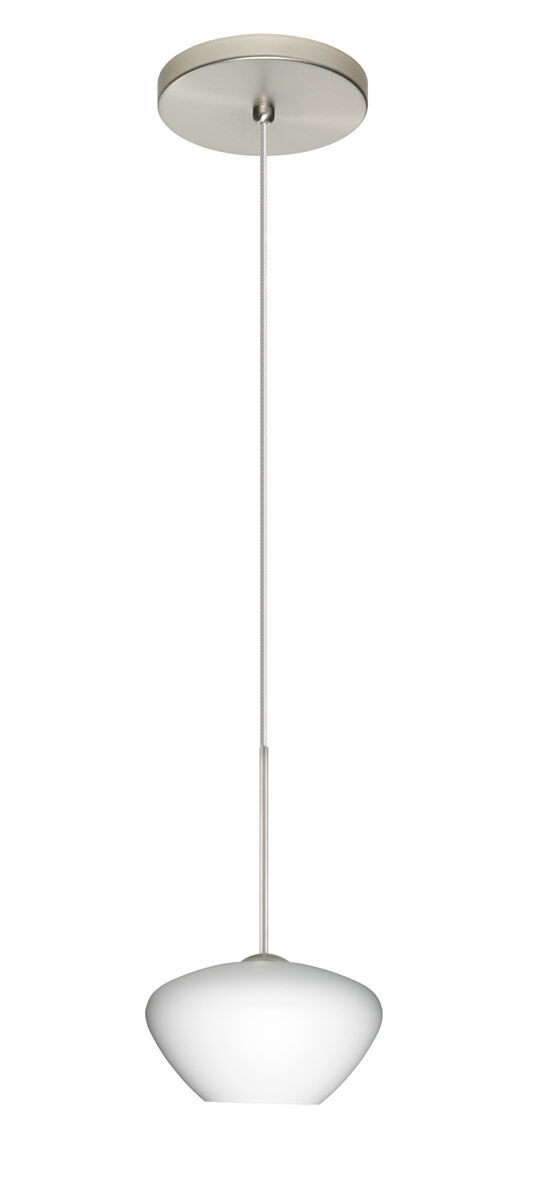 Peri LED Satin Nickel Pendant Ceiling Light in Opal Matte Glass