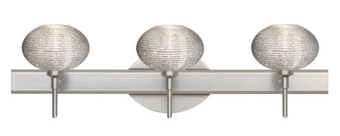 Lasso 3 Light 23 inch Satin Nickel Vanity Lighting Wall Light in Halogen, Glitter Glass