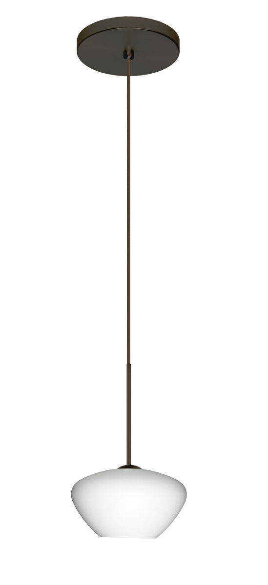 Peri 1 Light Bronze Pendant Ceiling Light in Incandescent, Opal Matte Glass