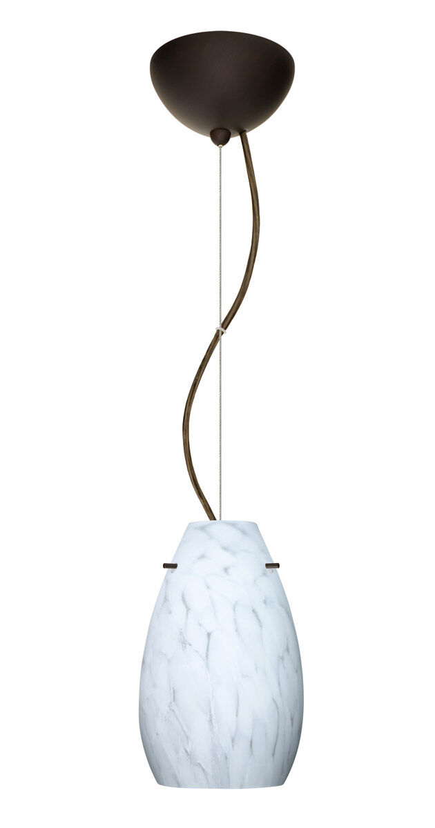 Pera 9 1 Light Bronze Pendant Ceiling Light in Incandescent, Carrera Glass