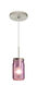 Milo 1 Light Satin Nickel Pendant Ceiling Light in Transparent Purple Glass