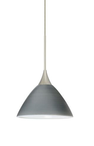 Domi 1 Light Satin Nickel Pendant Ceiling Light in Titan Glass, Halogen