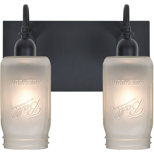 Milo 4 2 Light 12 inch Black Vanity Lighting Wall Light in White Frost Glass