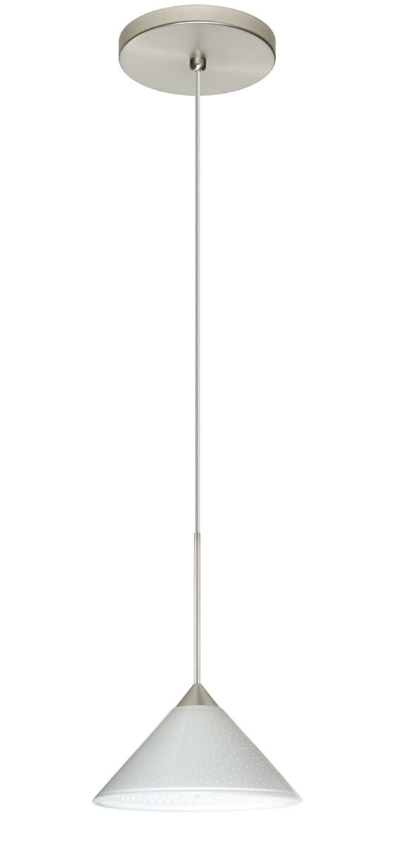 Kona 1 Light Satin Nickel Pendant Ceiling Light in White Starpoint Glass, Halogen