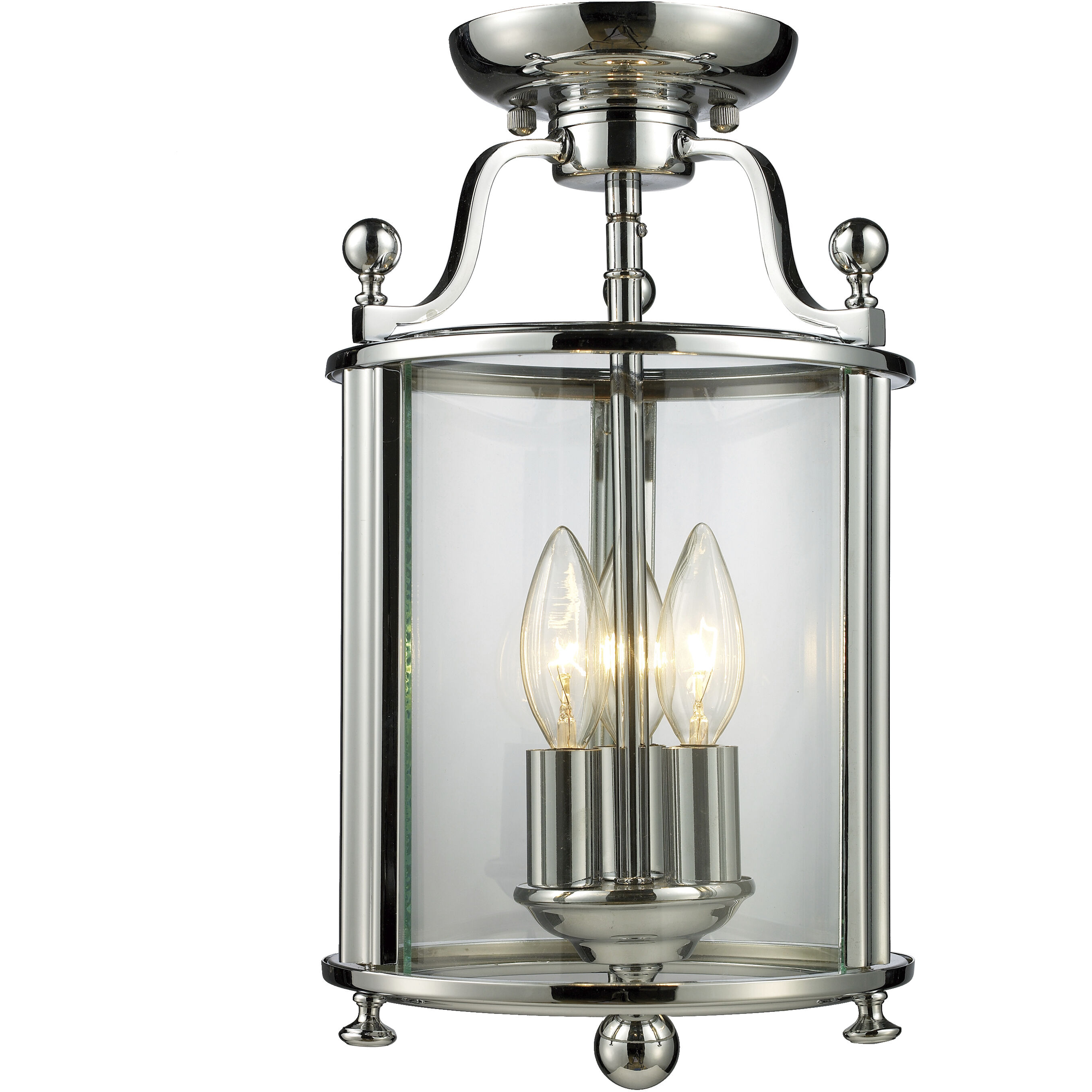 Wyndham 3 Light 8.5 inch Chrome Semi Flush Mount Ceiling Light