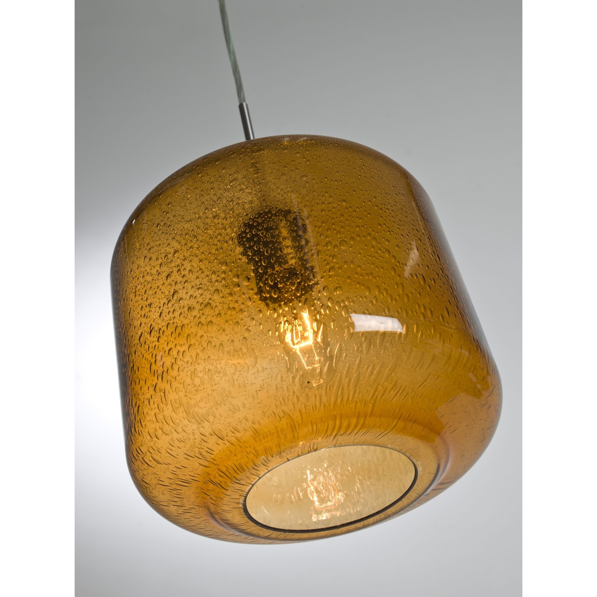 Niles 10 1 Light Bronze Cord Pendant Ceiling Light in Niles Amber Bubble Glass