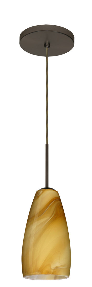 Chrissy 1 Light Bronze Pendant Ceiling Light in Honey Glass