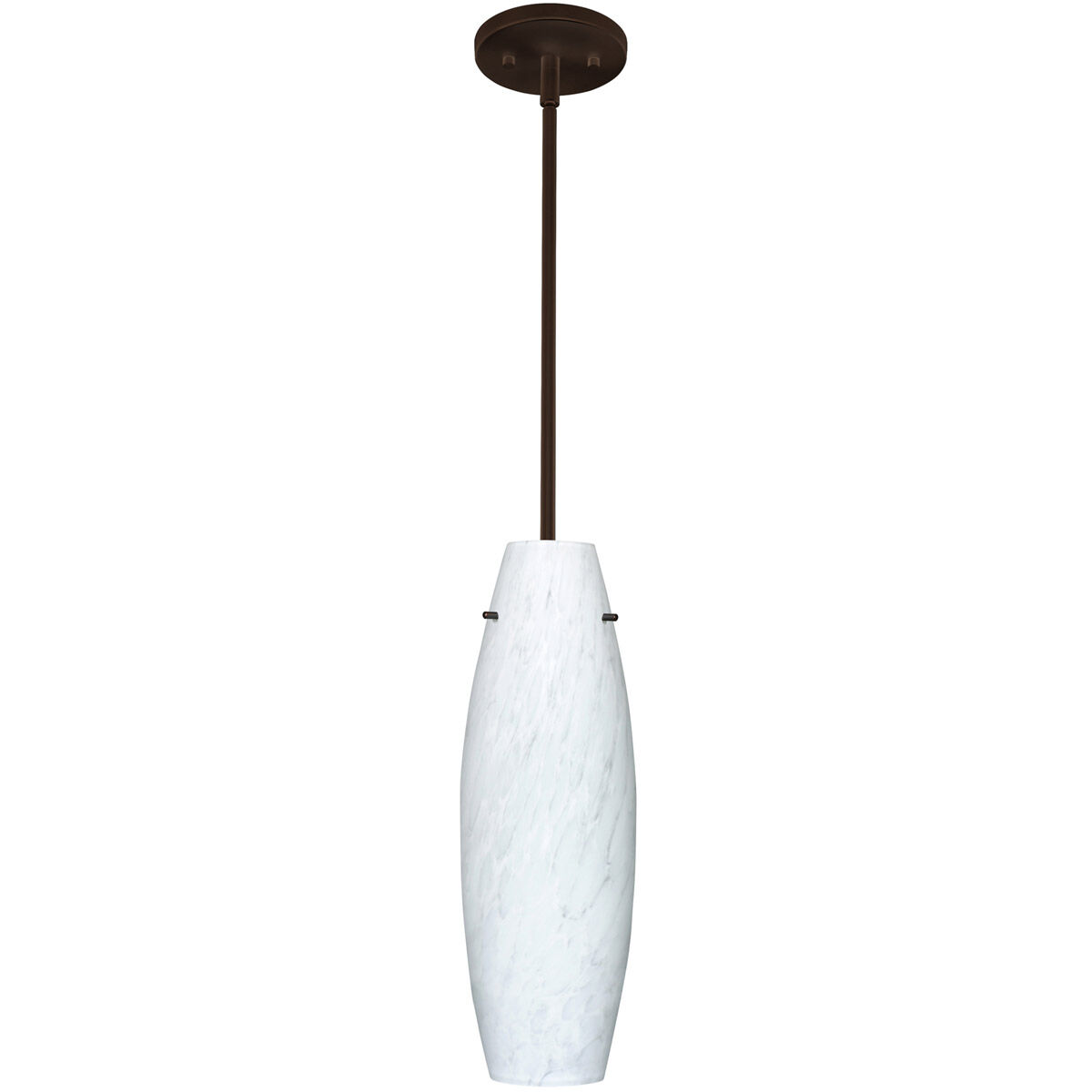 Tara LED Bronze Stem Pendant Ceiling Light in Carrera Glass