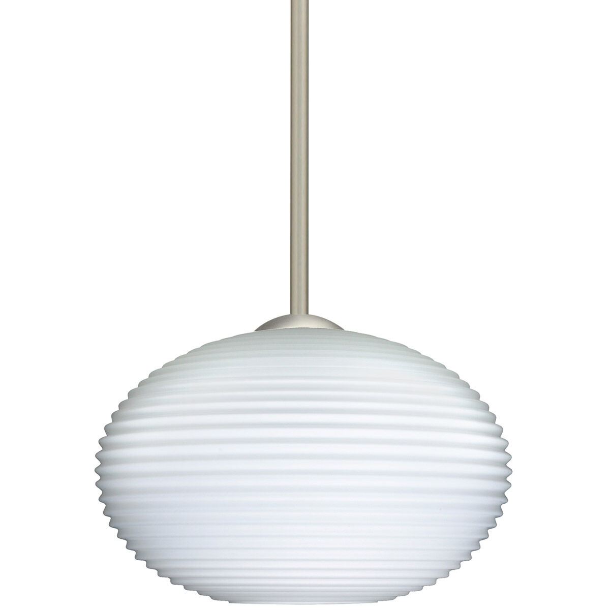 Pape 10 LED Satin Nickel Stem Pendant Ceiling Light in Opal Matte Glass