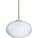 Pape 10 LED Satin Nickel Stem Pendant Ceiling Light in Opal Matte Glass