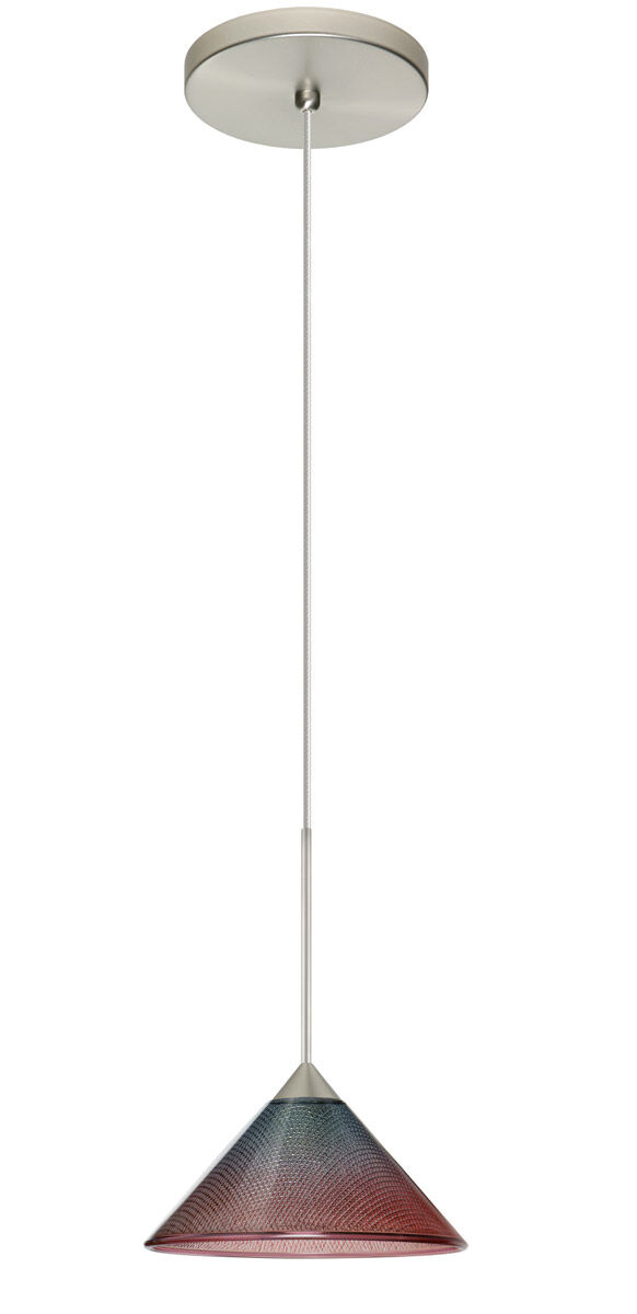 Kona LED Satin Nickel Pendant Ceiling Light in Bi-color Glass