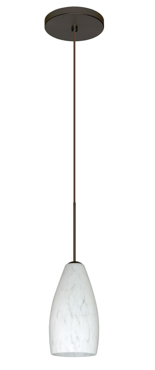 Karli LED Bronze Pendant Ceiling Light in Carrera Glass