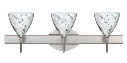 Mia 3 Light 23 inch Satin Nickel Vanity Lighting Wall Light in Halogen, Marble Grigio Glass